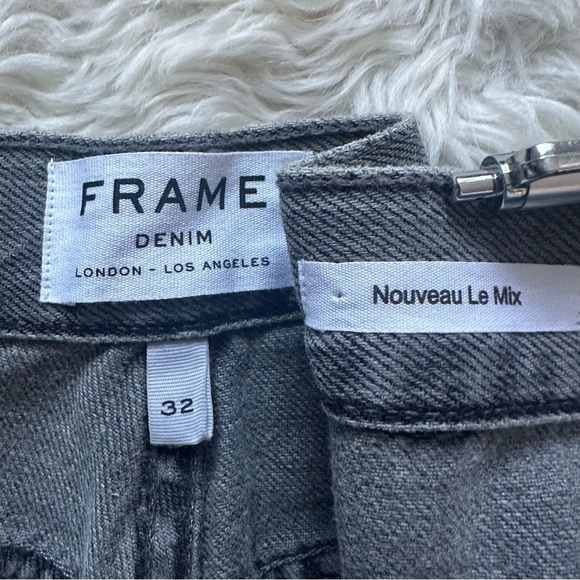 Frame Jeans Denim Nouveau Le Mix Straight Leg Crop Distressed Raw Hem Gray 32 - Picture 10 of 14